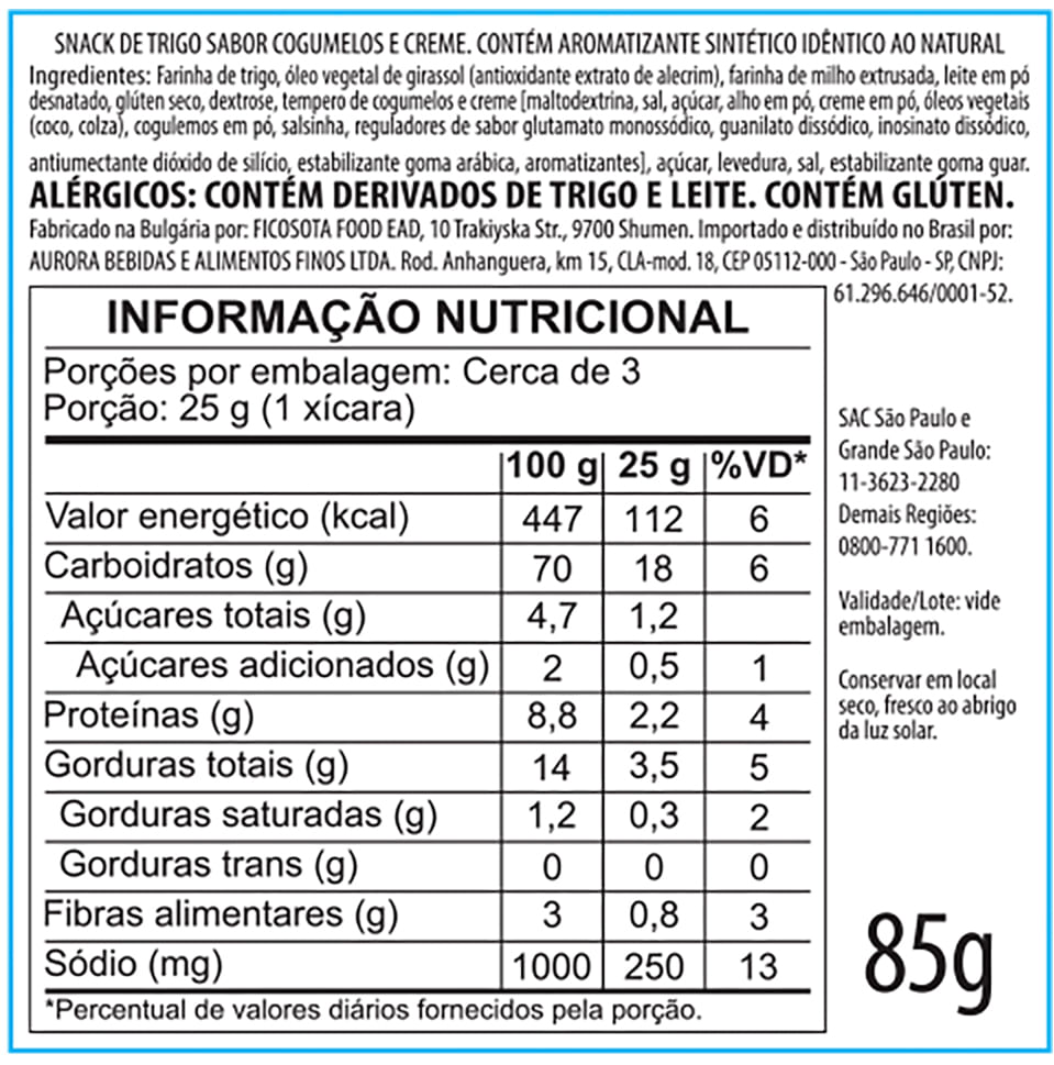 Informa&ccedil;&atilde;o Nutricional