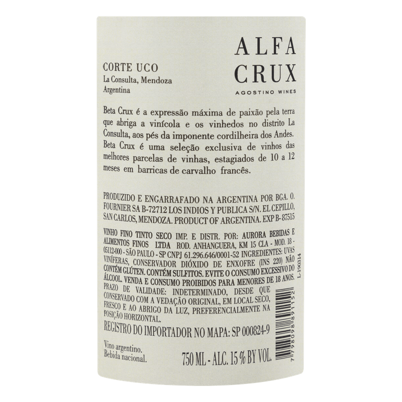 Vinho-Argentino-Tinto-Seco-Corte-Uco-II-Alfa-Crux-Beta-Crux-Malbec-Tempranillo-Merlot-Syrah-Mendoza-Garrafa-750ml