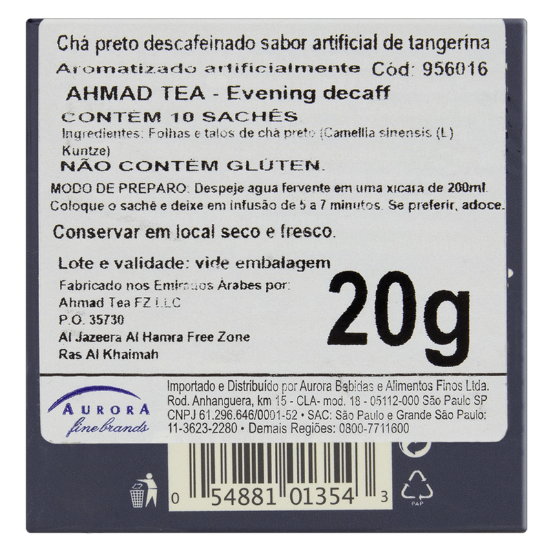 Chá Verde Pure Ahmad Tea London 10 Unidades de 20g