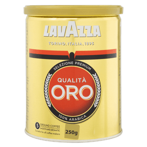 Café Torrado e Moído 100% Premium Arábica Lavazza Qualità Oro Lata 250g