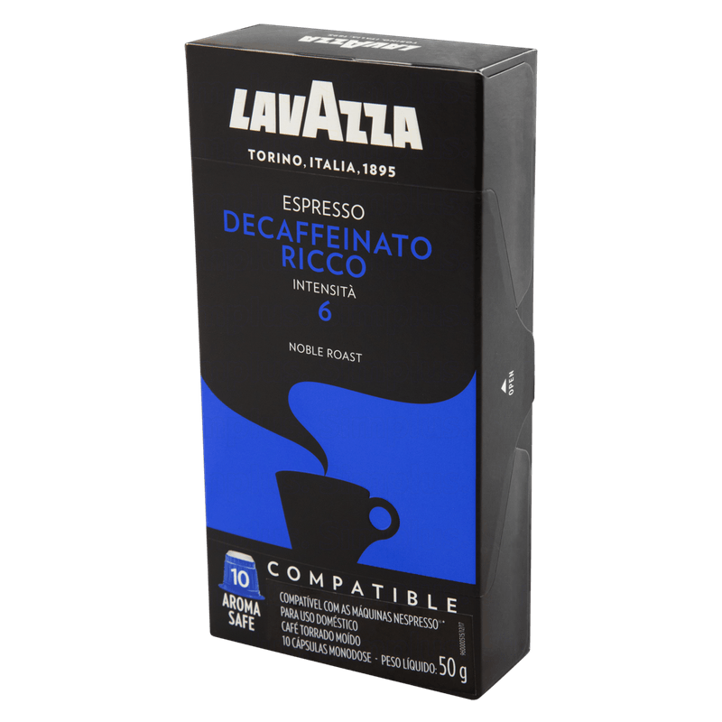 Cafe-em-Capsula-Torrado-e-Moido-Descafeinado-Espresso-Ricco-Lavazza-Caixa-50g-10-Unidades-Direita-1