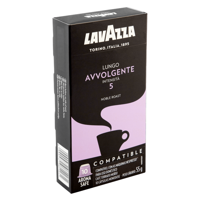 Cafe-em-Capsula-Torrado-e-Moido-Lungo-Avvolgente-Lavazza-Caixa-55g-10-Unidades-Esquerda-1