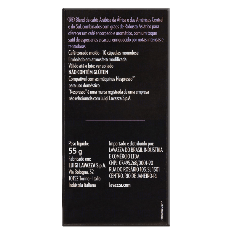 Cafe-em-Capsula-Torrado-e-Moido-Lungo-Avvolgente-Lavazza-Caixa-55g-10-Unidades-Verso-1