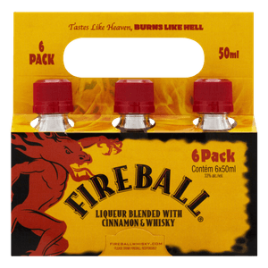 6-Pack Licor de Whisky com Canela Fireball - 06 unidades de 50ml