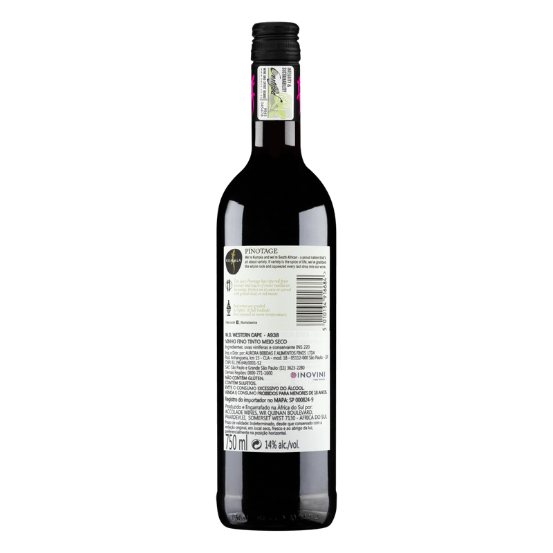 Vinho-Sul-africano-Tinto-Seco-Kumala-Pinotage-Garrafa-750ml