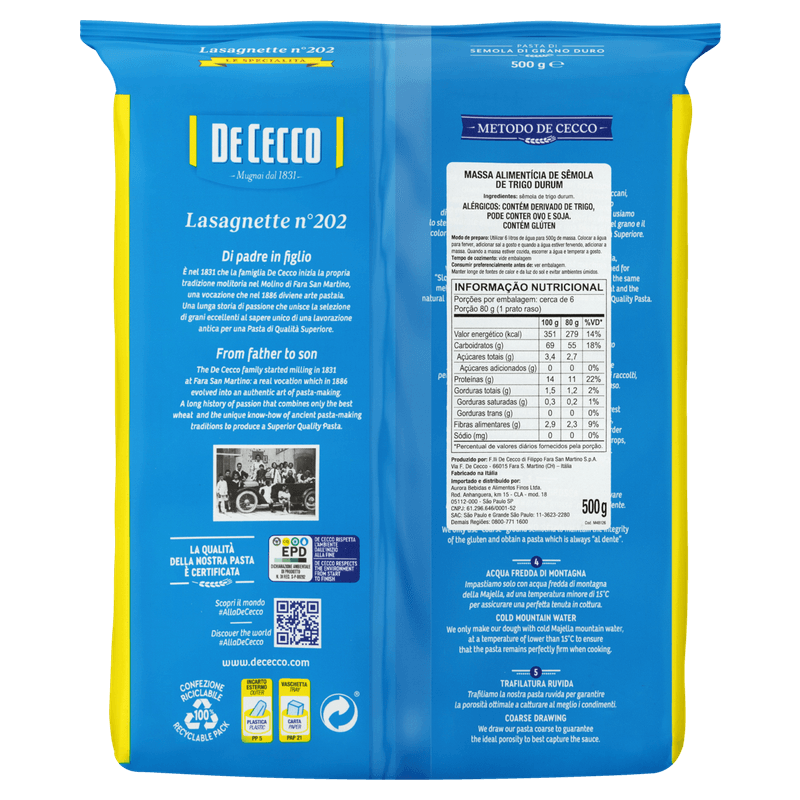 Macarrao-de-Trigo-Grano-Duro-Lasagnette-202-De-Cecco-Pacote-500g