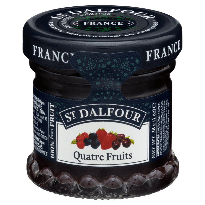 Geleia-Amora-Morango-Framboesa-e-Cereja-sem-Adicao-de-Acucar-St-Dalfour-Vidro-28g-Frente-1