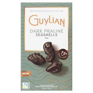 Conchinhas de chocolate Belga Dark 72% cacau com recheio de Pralinê de Avelã – 112g – 10 Bombons - Guylian