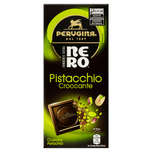 Chocolate Italiano Amargo com Pedaços de Pistache Caramelizado Salgado Perugina Nero Caixa 85g