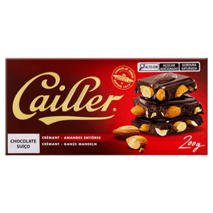 Chocolate Suíço Amargo 46% Cacau com Amêndoas inteiras Cailler Crémant Tablete de 200g