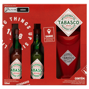 Molho de Pimenta Tabasco 2 Sabores 60ml (cada) + Cone de fritas