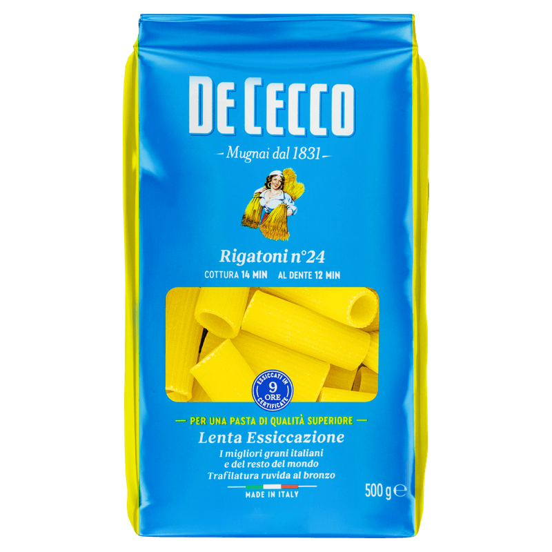 Macarrao-de-Trigo-Grano-Duro-Rigatoni-24-De-Cecco-Pacote-500g