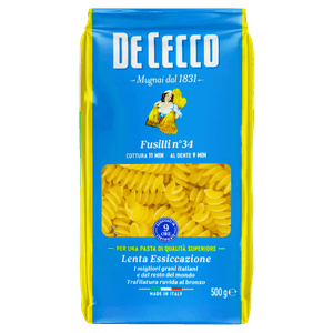 Macarrão de Trigo Grano Duro Fusilli 34 De Cecco Pacote 500g