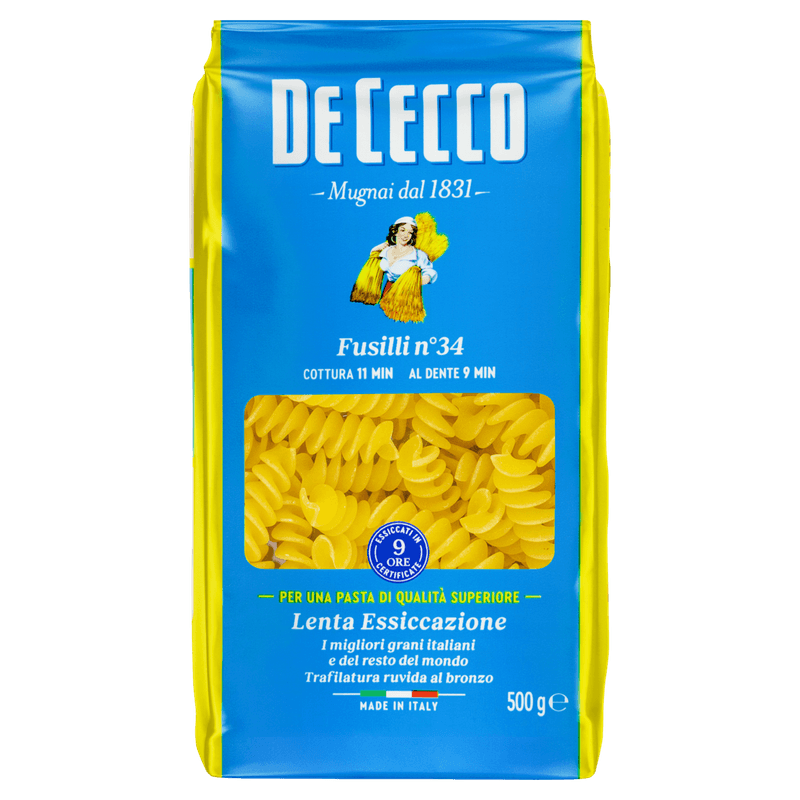 Macarrao-de-Trigo-Grano-Duro-Fusilli-34-De-Cecco-Pacote-500g