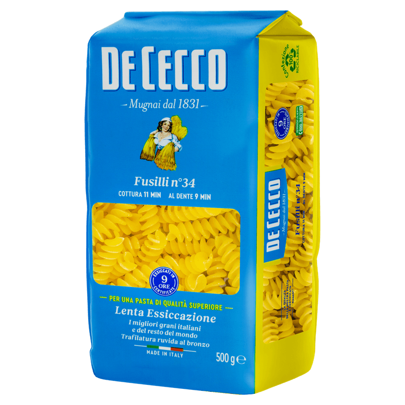 Macarrao-de-Trigo-Grano-Duro-Fusilli-34-De-Cecco-Pacote-500g