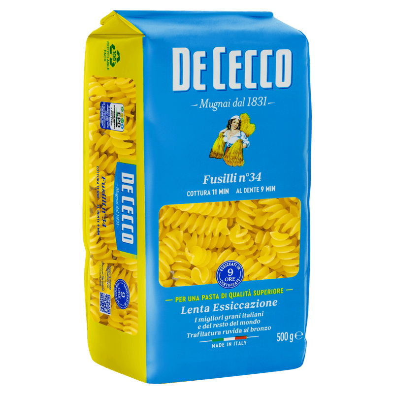 Macarrao-de-Trigo-Grano-Duro-Fusilli-34-De-Cecco-Pacote-500g