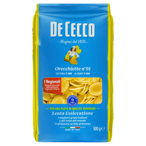 Macarrão de Trigo Grano Duro Orecchiette 91 De Cecco Pacote 500g