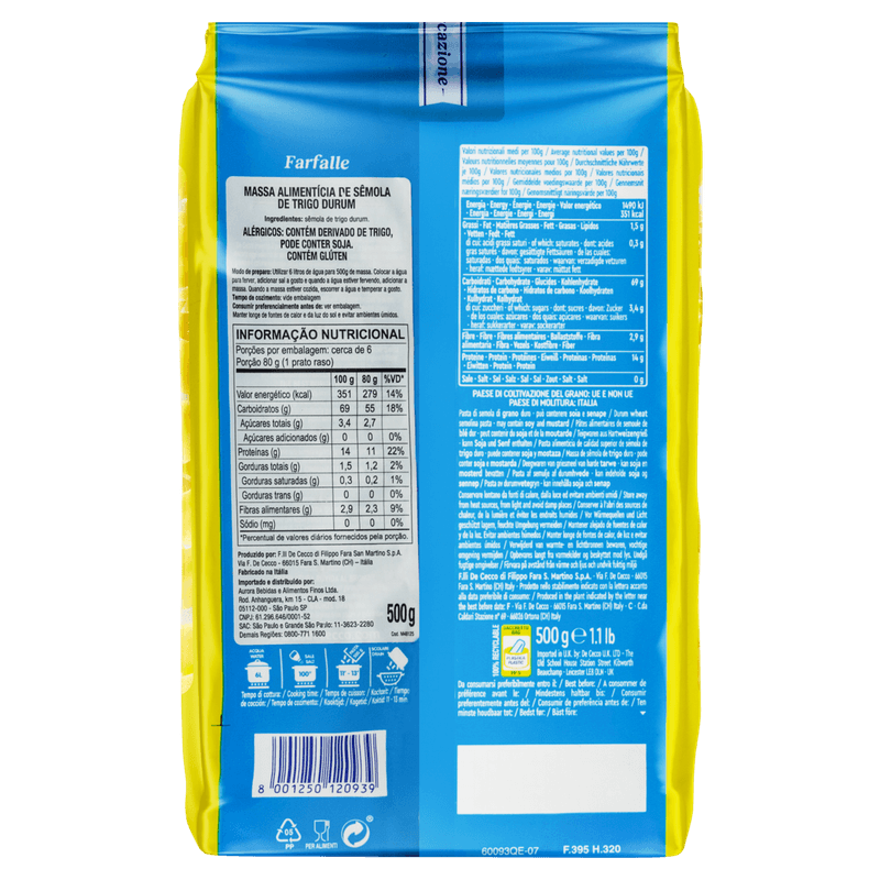 Macarrao-de-Trigo-Grano-Duro-Farfalle-93-De-Cecco-Pacote-500g