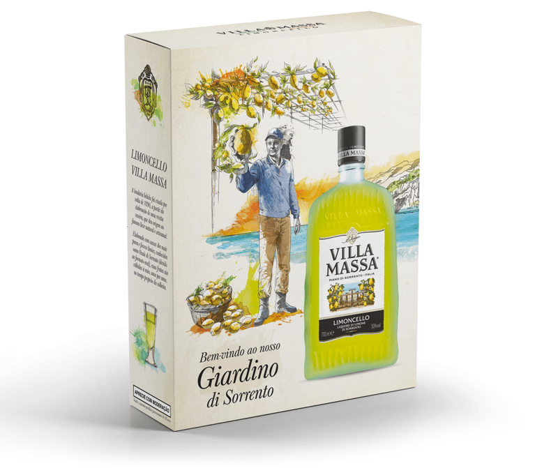 Kit-Licor-Fino-de-Limao-Limoncello-Villa-Massa-Garrafa-700ml---2-Copos-Personalizados-em-Vidro