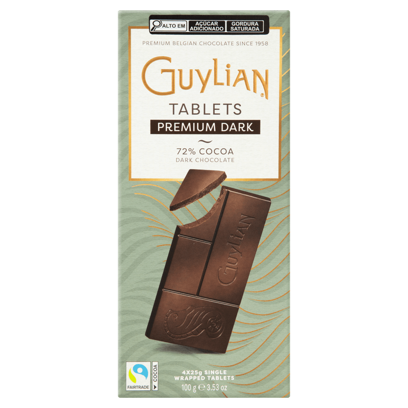 Chocolate-Belga-Amargo-72--Cacau-Guylian-Premium-Caixa-100g-4-Unidades-de-25g-Cada