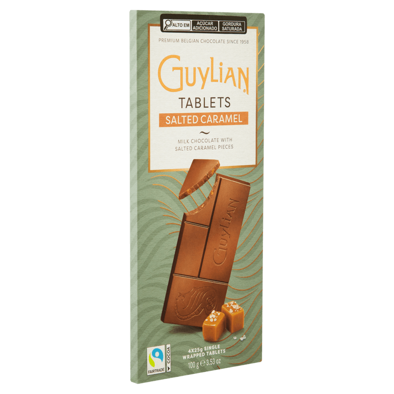 Chocolate-Belga-ao-Leite-30--Cacau-com-Pedacos-de-Caramelo-Salgado-Guylian-Caixa-100g-4-Unidades-de-25g-Cada