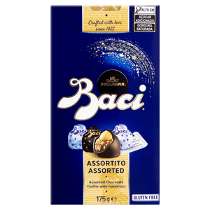 Bombom Italiano Sortido Amargo, ao Leite e Branco com Recheio de Avelãs Perugina Baci Caixa 175g