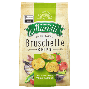 Snack de Trigo à Base de Vegetais Mediterâneos Maretti Bruschette Pacote 85g