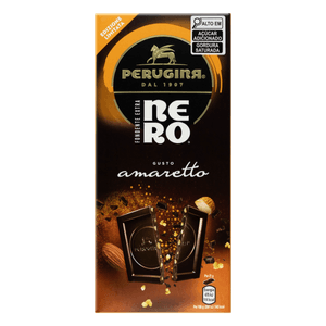 Chocolate Italiano Amargo Com Amêndoas Caramelizadas Amaretto Perugina Nero Caixa 85g