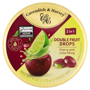 Bala Alemã Cavendish e Harvey Duo Fruit Cherry filled Lime 175g