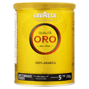 Café Torrado e Moído 100% Premium Arábica Lavazza Qualità Oro Lata 250g