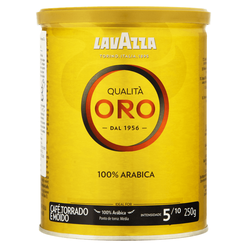 Cafe-Torrado-e-Moido-100--Premium-Arabica-Lavazza-Qualita-Oro-Lata-250g