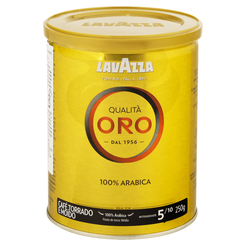 Cafe-Torrado-e-Moido-100--Premium-Arabica-Lavazza-Qualita-Oro-Lata-250g
