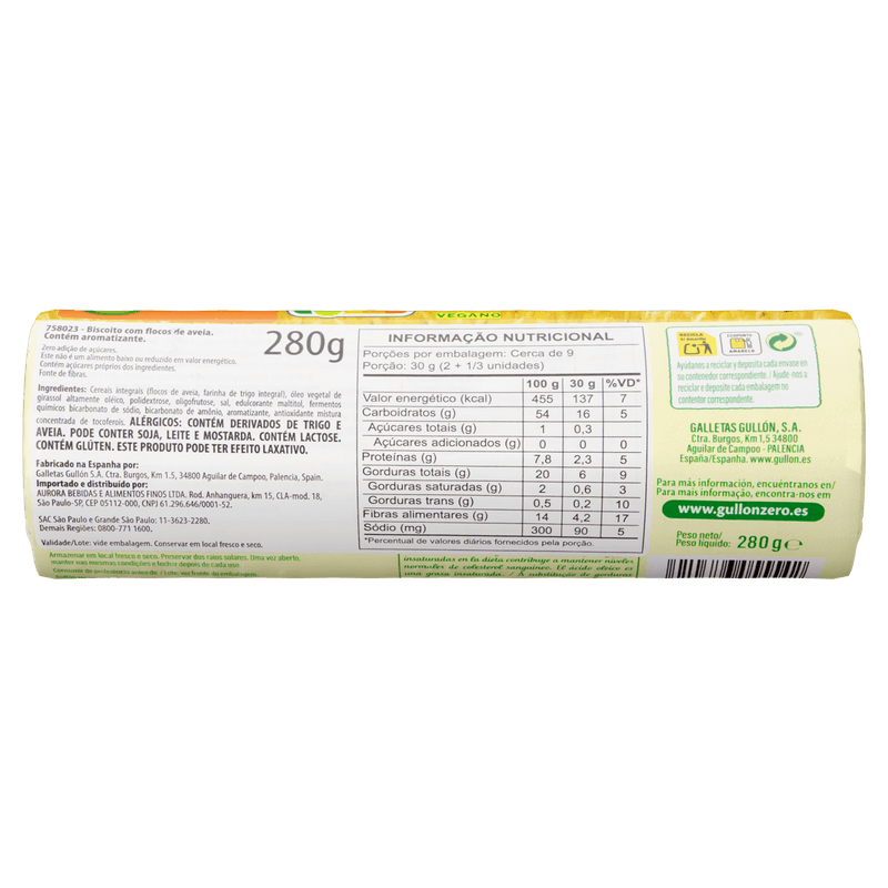 Biscoito-Espanhol-Gullon-Zero-Crocant-Flocos-de-Aveia-280g