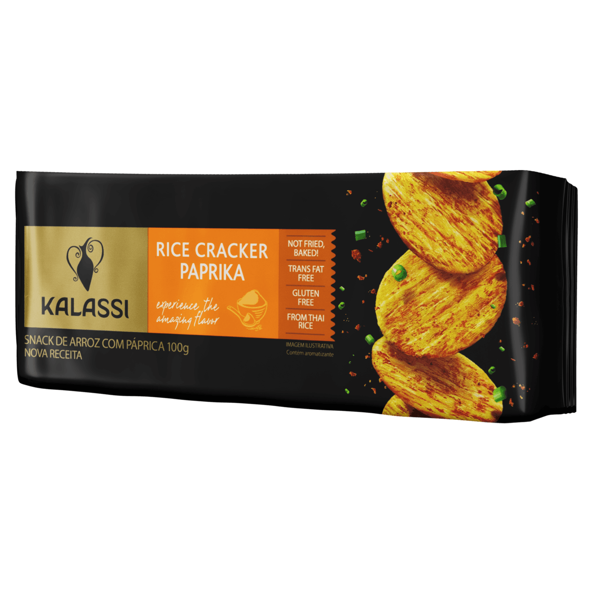 Snack de Arroz com Páprica Kalassi Pacote 100g - Aurora Fine Brands