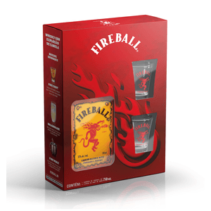 Kit Licor de whisky com canela Fireball – 750ml + 2 copos de shot