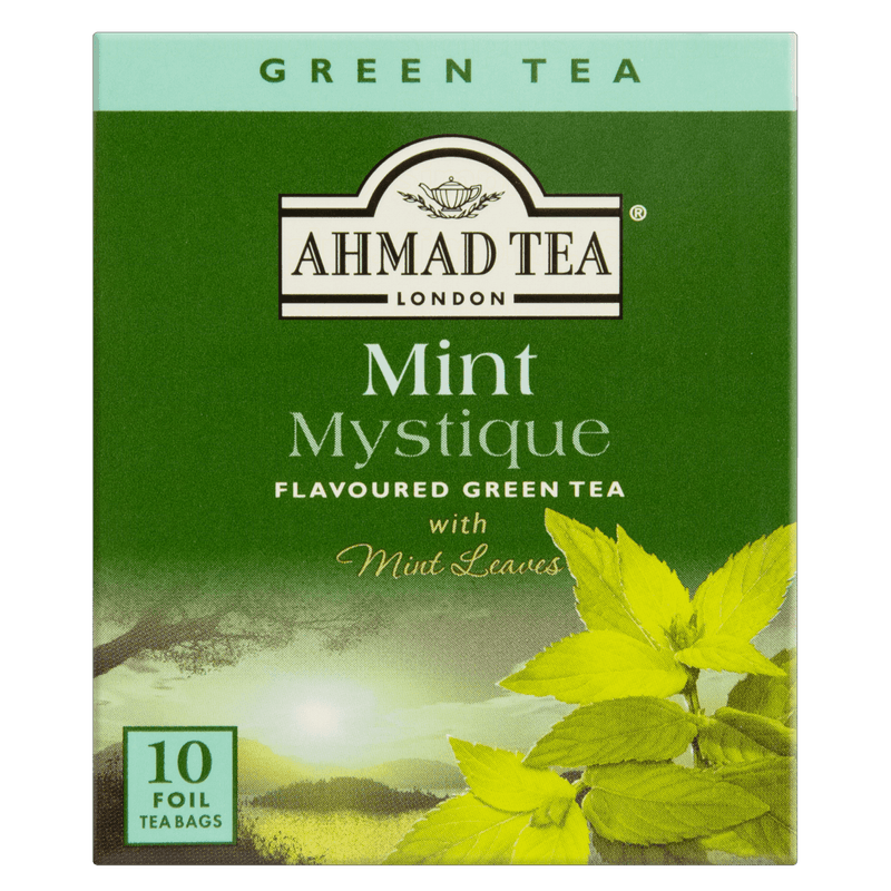 Cha-Verde-Mint-Mystique-Ahmad-Tea-London-Caixa-20g-10-Unidades-Frente-1