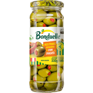 Azeitonas Verdes Recheadas com Pimenta em Conserva Bonduelle Peso Liquido 330g Peso Drenado 195g